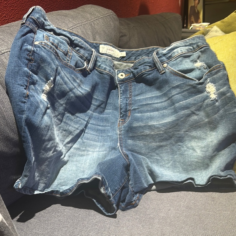 Torrid Blue Jean Shorts with Distressed Hem